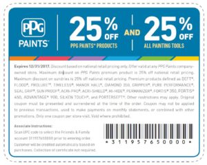 PPG Paints friends & family discount 2017