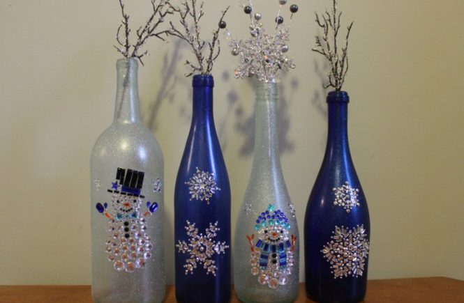 winter wine bottles decorations