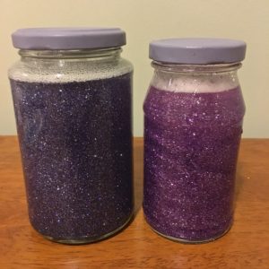 diy glitter clam jars