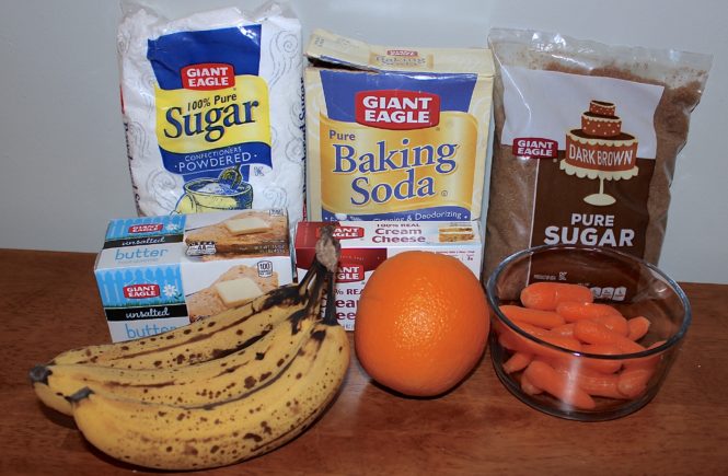 Banana & carrot cake ingredients