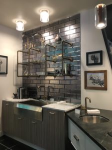 metallic subway tile