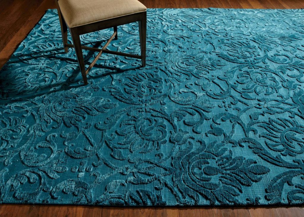 ethan allen damask turquoise rug